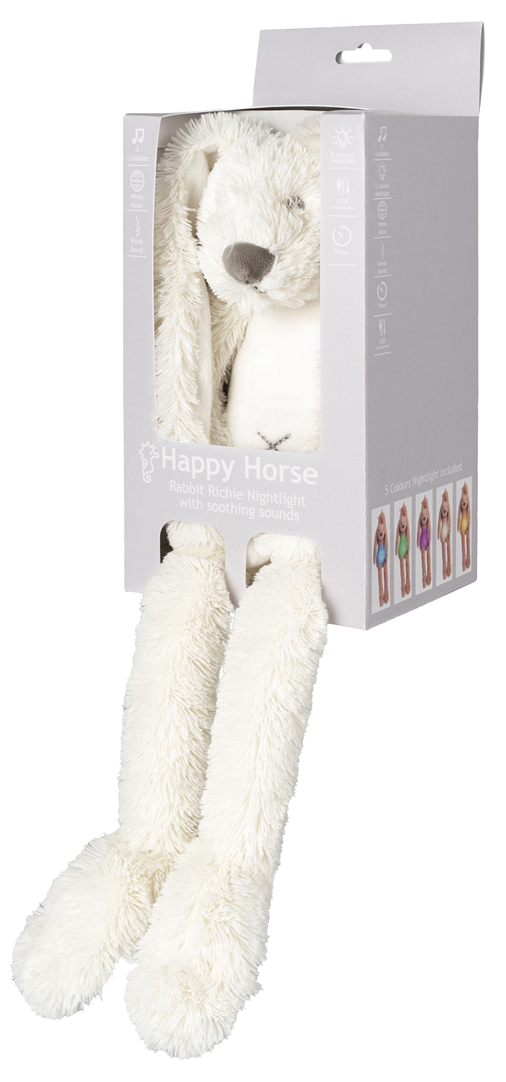 Knuffel Rabbit Richie Nightlight with soothing sounds Ivory 34cm