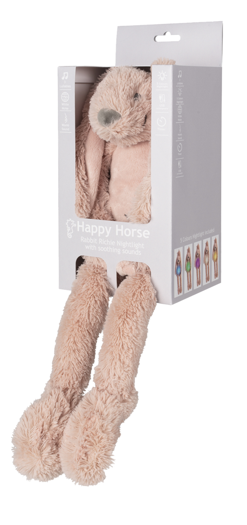 Knuffel Rabbit Richie Nightlight with soothing sounds Old Pink 34cm