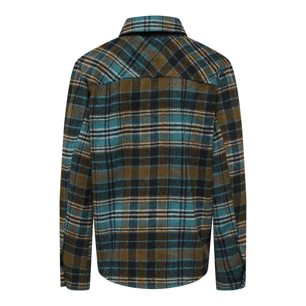 Kids blouse NEWNIALL CHECK SHACKET Dark Earth Storm Blue/Black/Pumice Stone