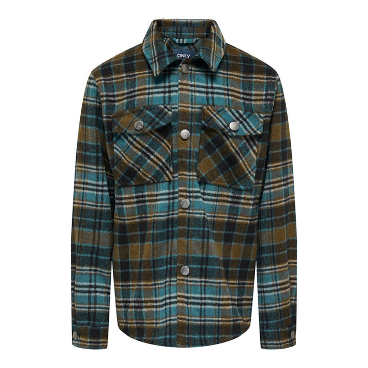 Kids blouse NEWNIALL CHECK SHACKET Dark Earth Storm Blue/Black/Pumice Stone