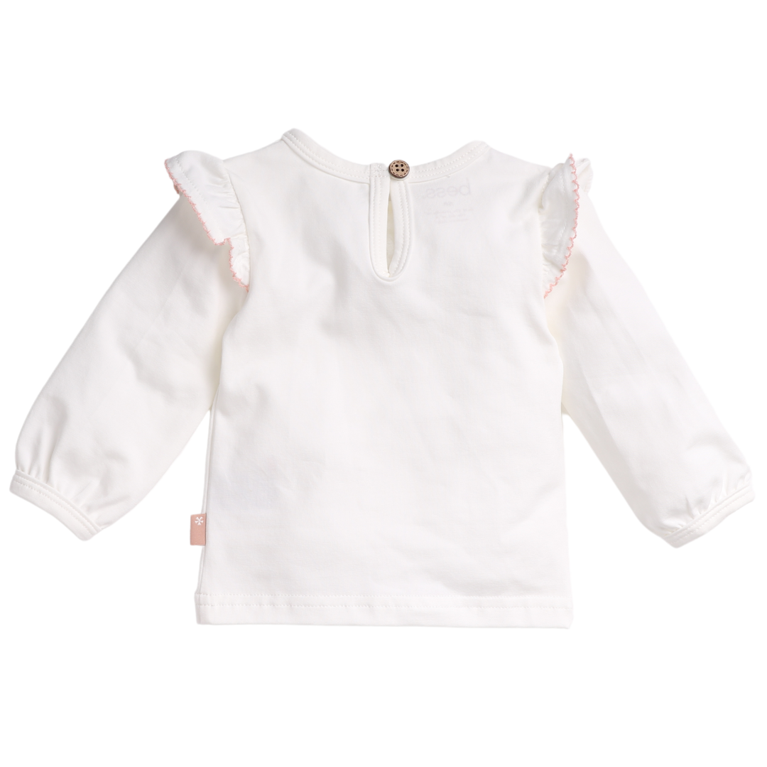 Langarmshirt Rüschen Off White
