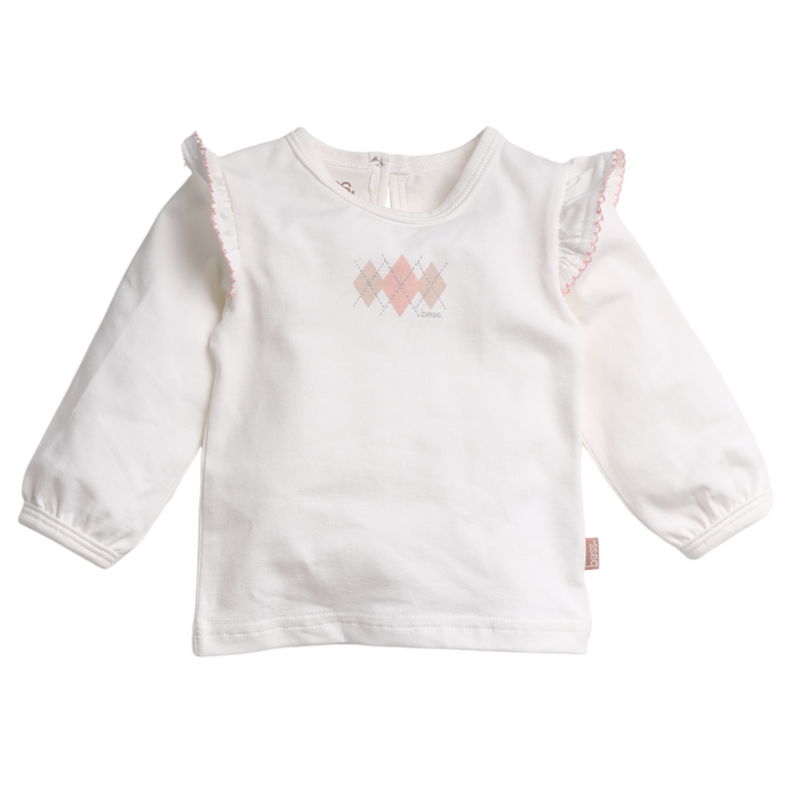 Langarmshirt Rüschen Off White