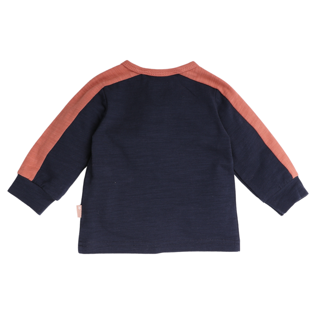 Langarmshirt Slub Colorblock Blue Nights