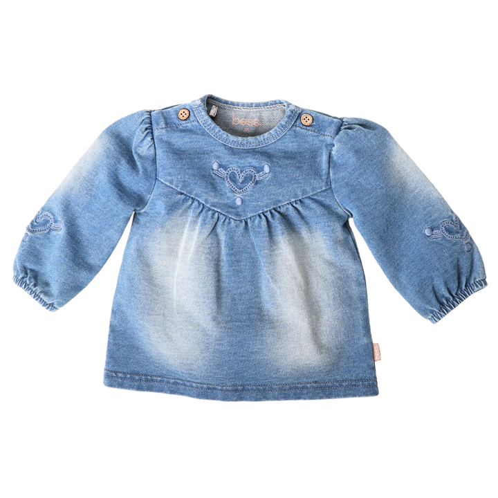 Jeansbluse Stickerei Snow Wash