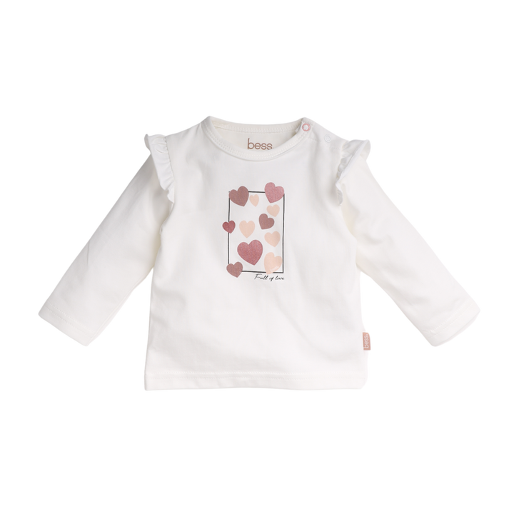 Langarmshirt Rüschen Herz Off White