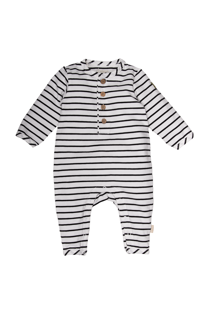 Boxpak Henley Striped Off White