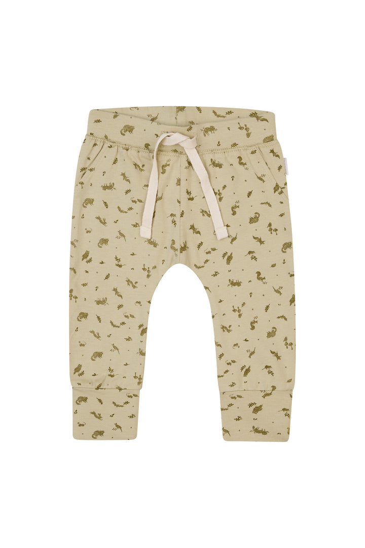 Broek Gray slim fit allover print Moss Gray