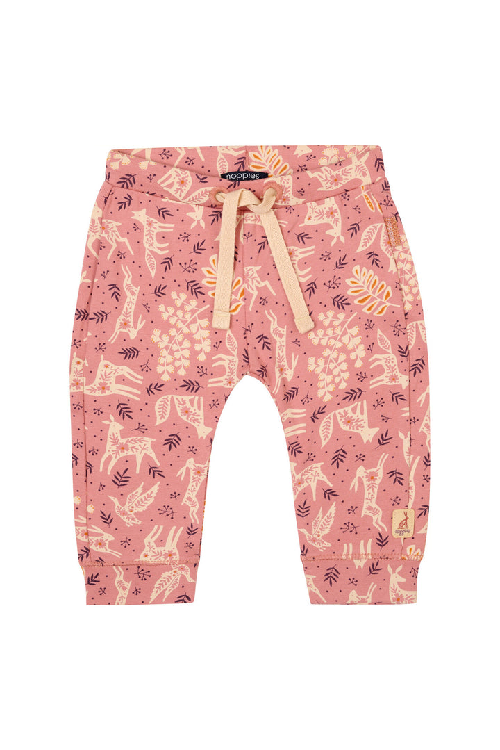 Broek Frias slim fit allover print Old Rose