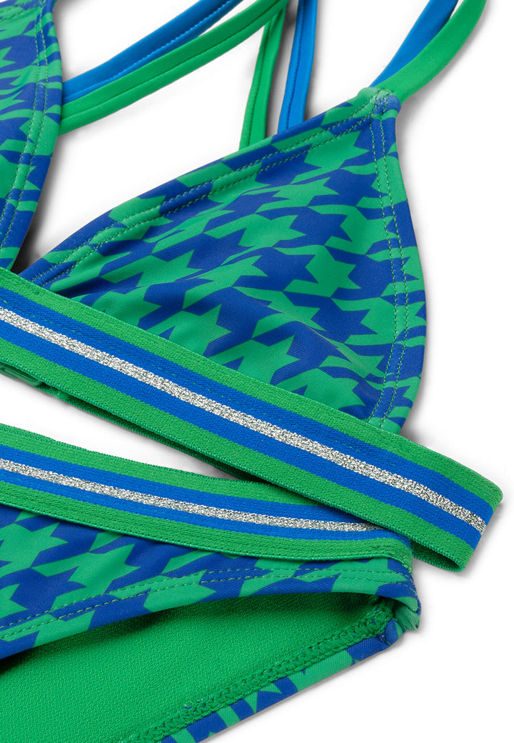 LUNA bikini pied de poule ocean blue check