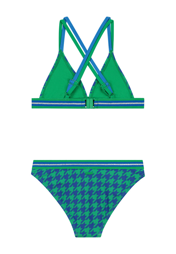 LUNA bikini pied de poule ocean blue check