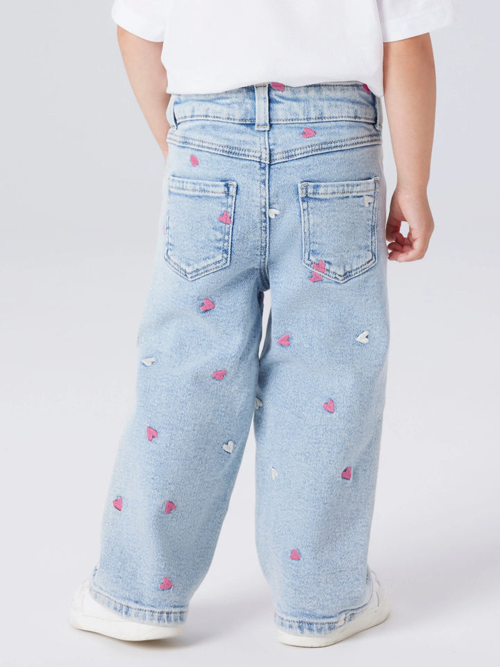 Rose Broek - turquoise - Light Blue Bleached Denim
