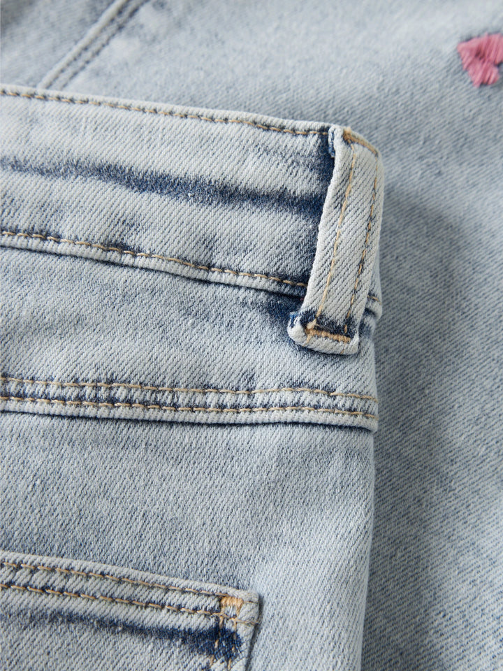 Rose Broek - turquoise - Light Blue Bleached Denim