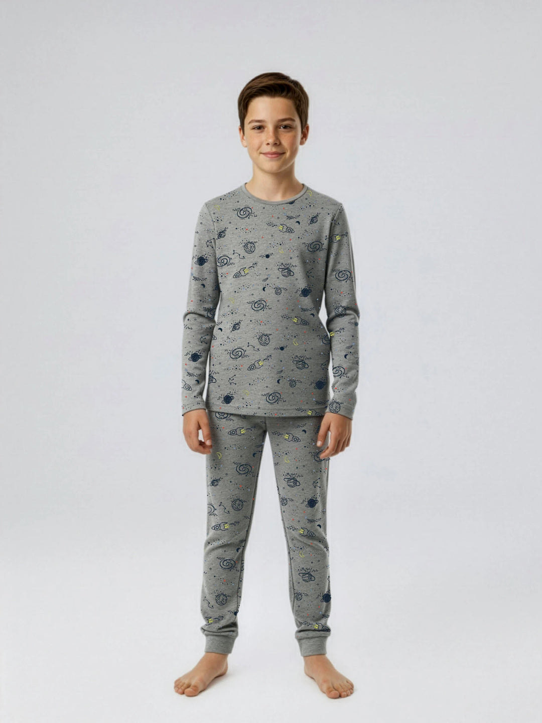 Nightset Pyjama - grijs - Grey Melange