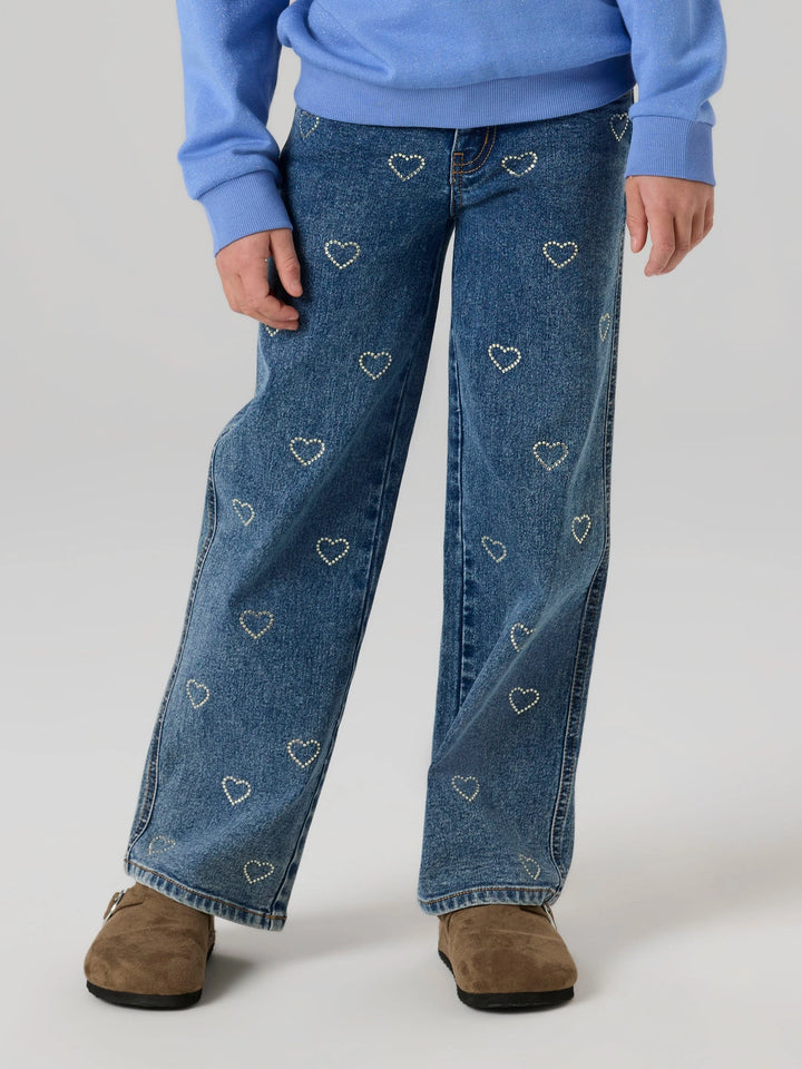 Rose Broek - blauw - Denim Blue RHINESTONE BOWS