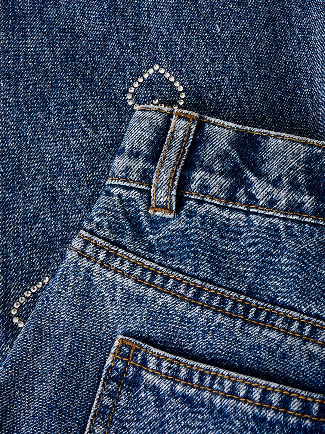 Rose Broek - blauw - Denim Blue RHINESTONE BOWS