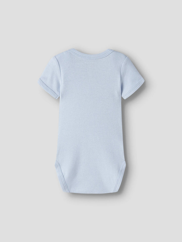 Body-Strampler - grau - Grey Melange mit Kaschmirblau + Dunkelsaphir