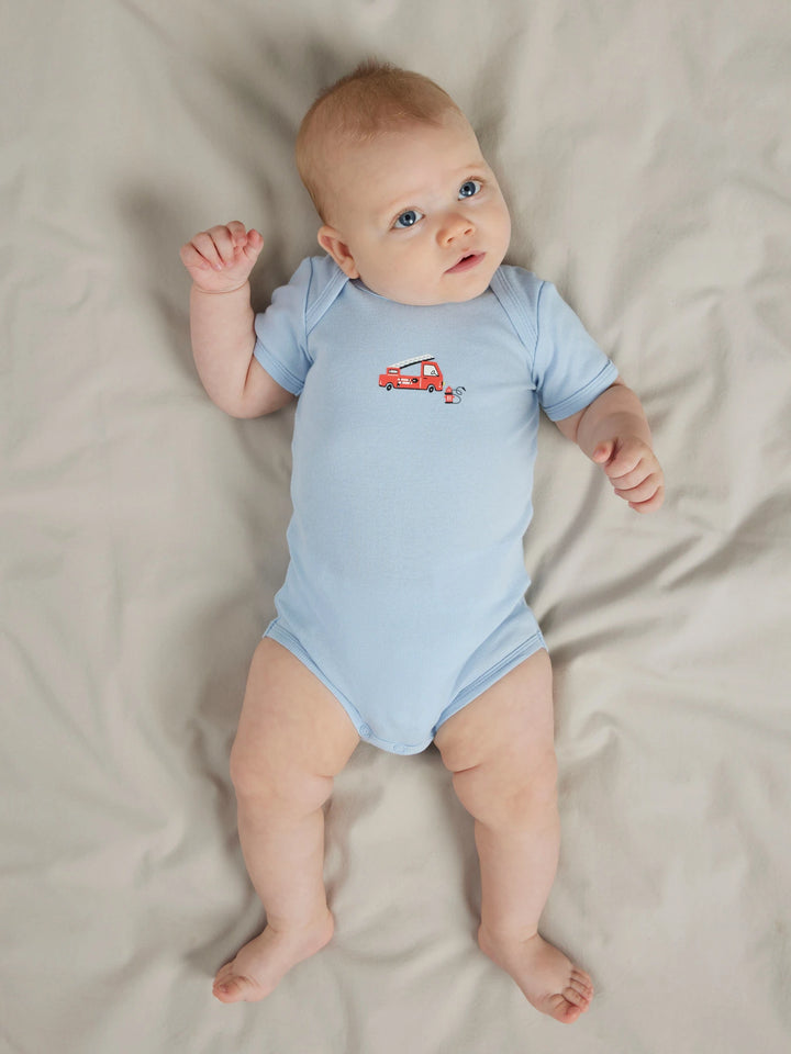 Body-Strampler - grau - Grey Melange mit Kaschmirblau + Dunkelsaphir