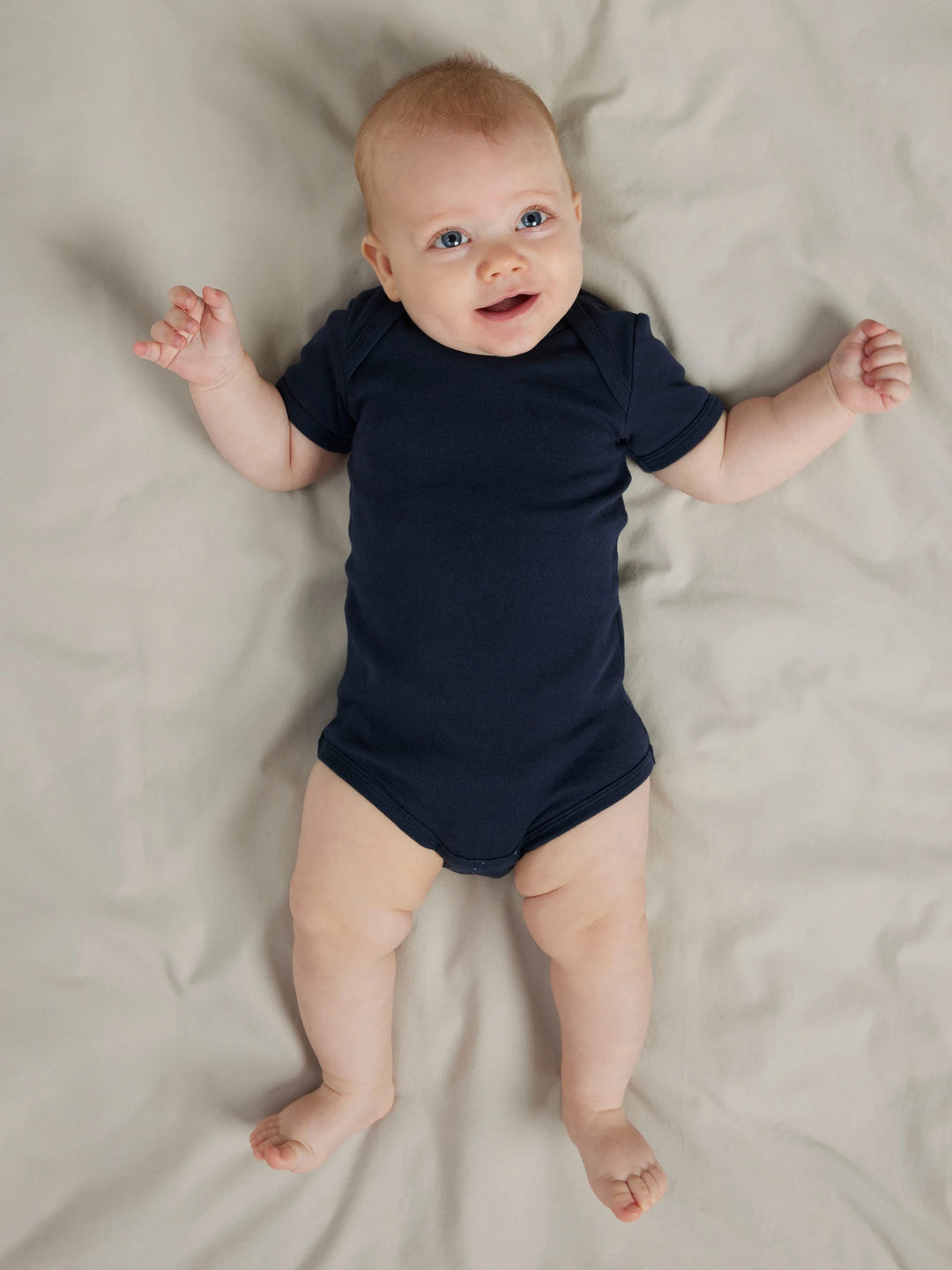 Body-Strampler - grau - Grey Melange mit Kaschmirblau + Dunkelsaphir