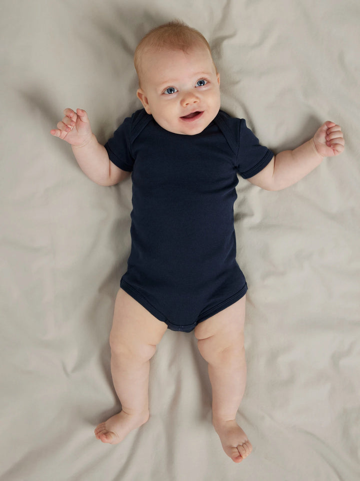 Body-Strampler - grau - Grey Melange mit Kaschmirblau + Dunkelsaphir