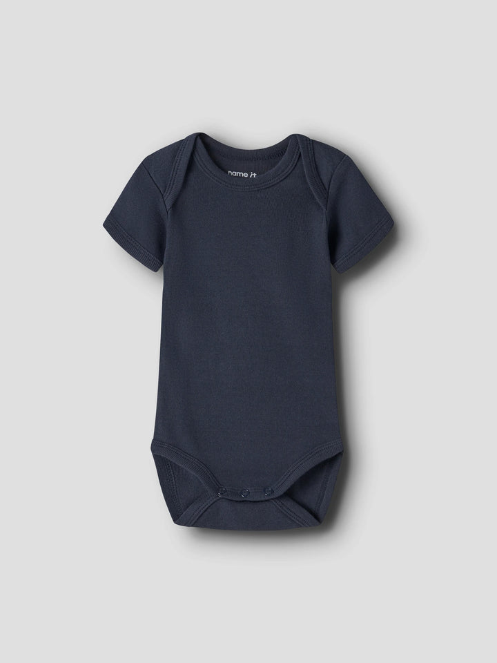 Body-Strampler - grau - Grey Melange mit Kaschmirblau + Dunkelsaphir