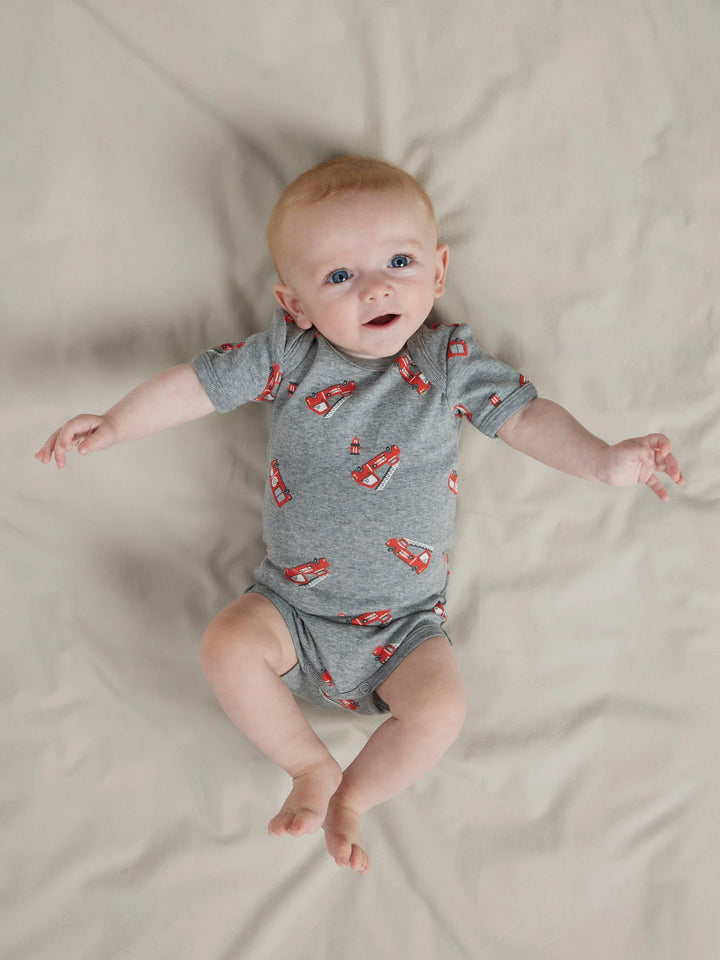 Body-Strampler - grau - Grey Melange mit Kaschmirblau + Dunkelsaphir