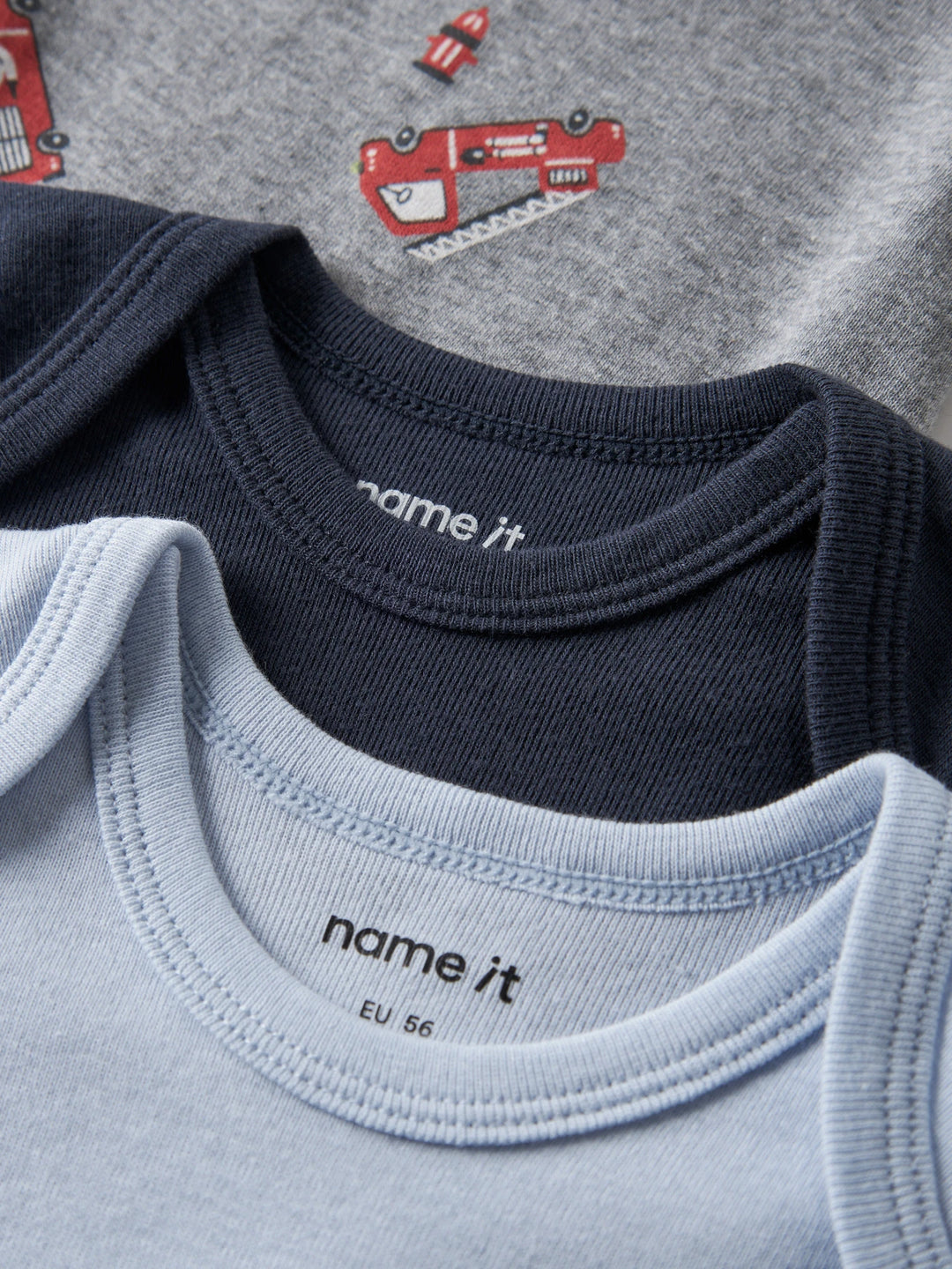 Body-Strampler - grau - Grey Melange mit Kaschmirblau + Dunkelsaphir