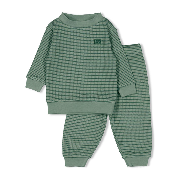 Kids Wafelpyjama Sea Green - Family edition