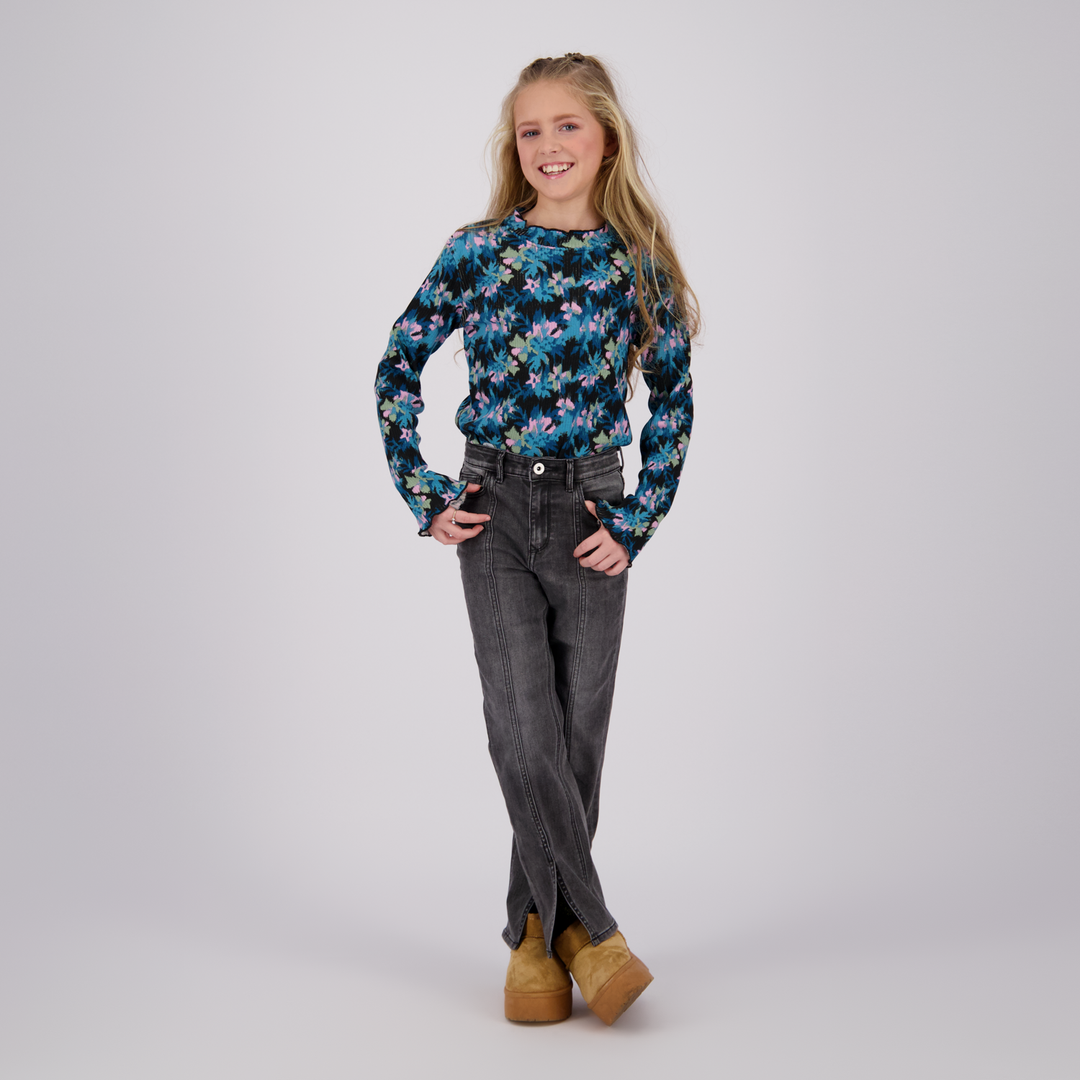 Spijkerbroek Catie Split Dark Grey Vintage Straight