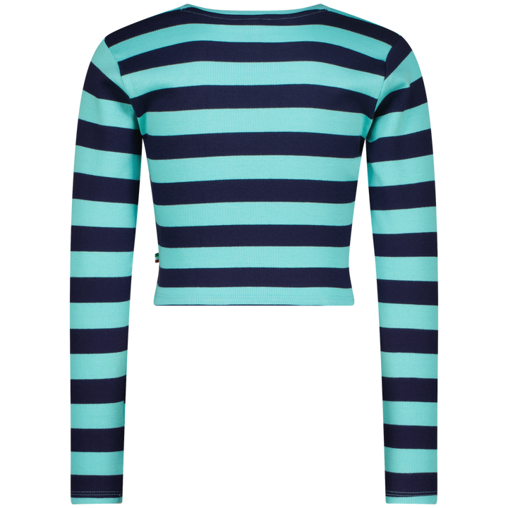 Longsleeve G - Basic - crop rib stripe Artic blue Comfort