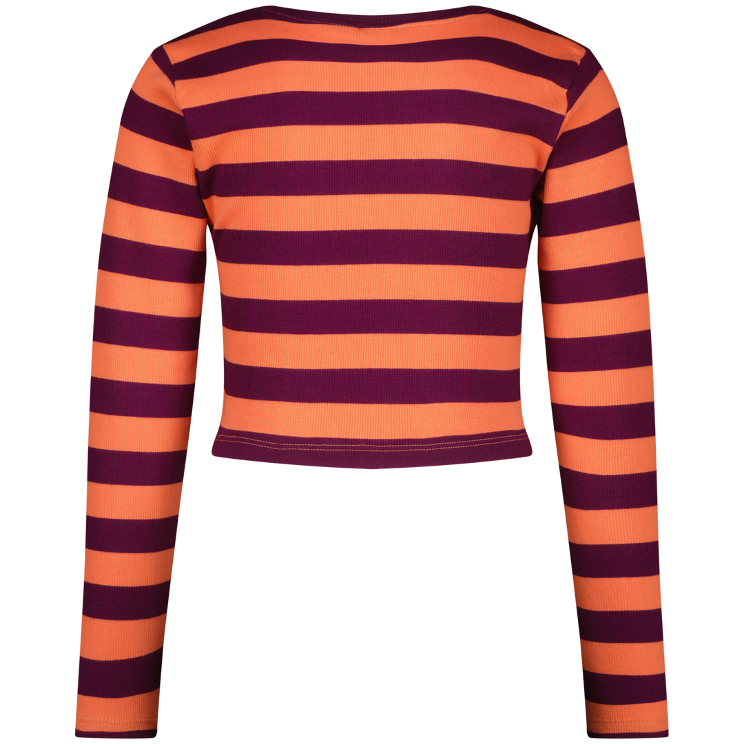Longsleeve G - Basic - crop rib stripe Fresh coral Comfort