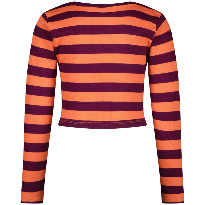 Longsleeve G - Basic - crop rib stripe Fresh coral Comfort