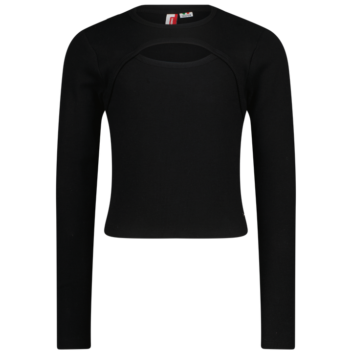 Longsleeve G - basic - rib detail Deep Black Comfort