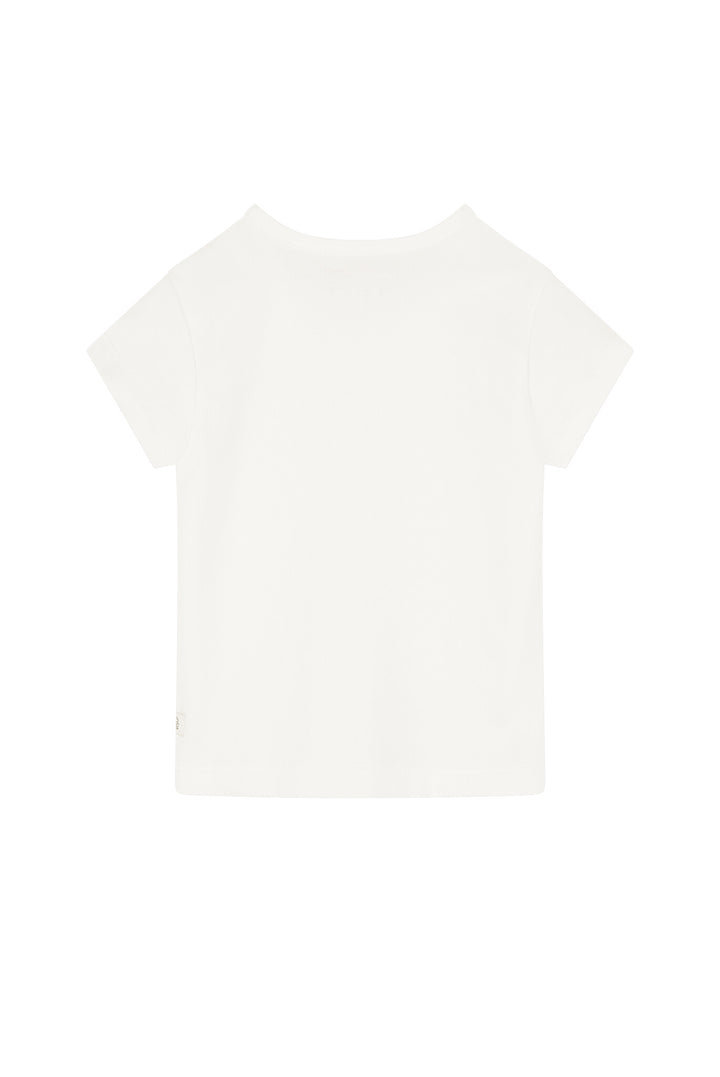 NAYMIE frilly neck T - shirt Off White