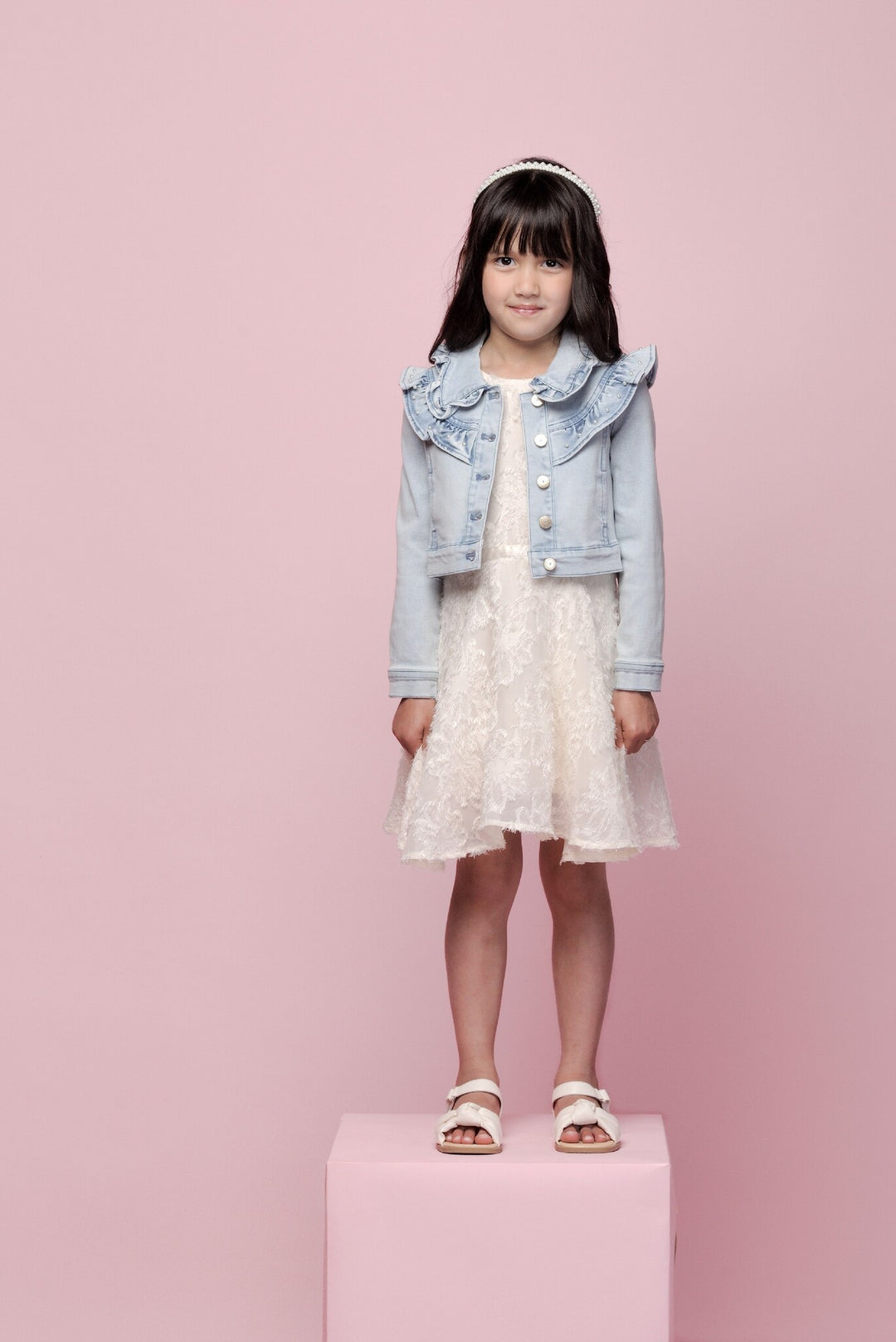 Kids jasje ALYSUM ruffle denim jacket Classic Light Denim