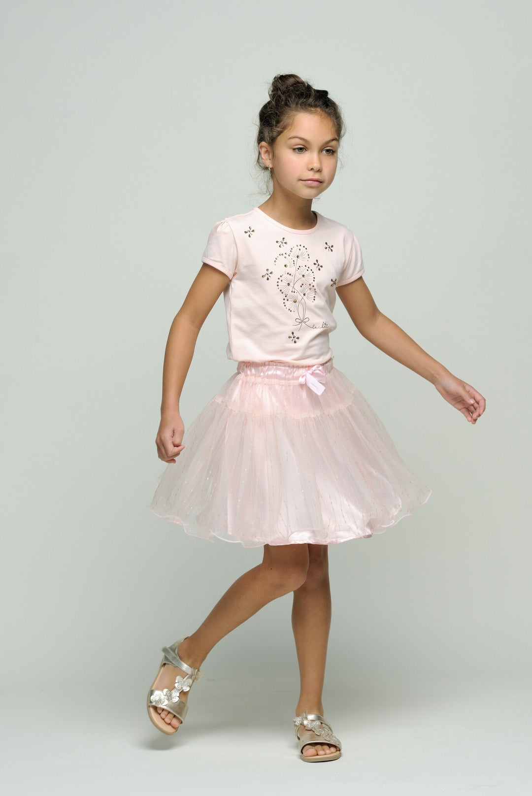 Kids rok TREACLE gold net skirt Pinky Promise