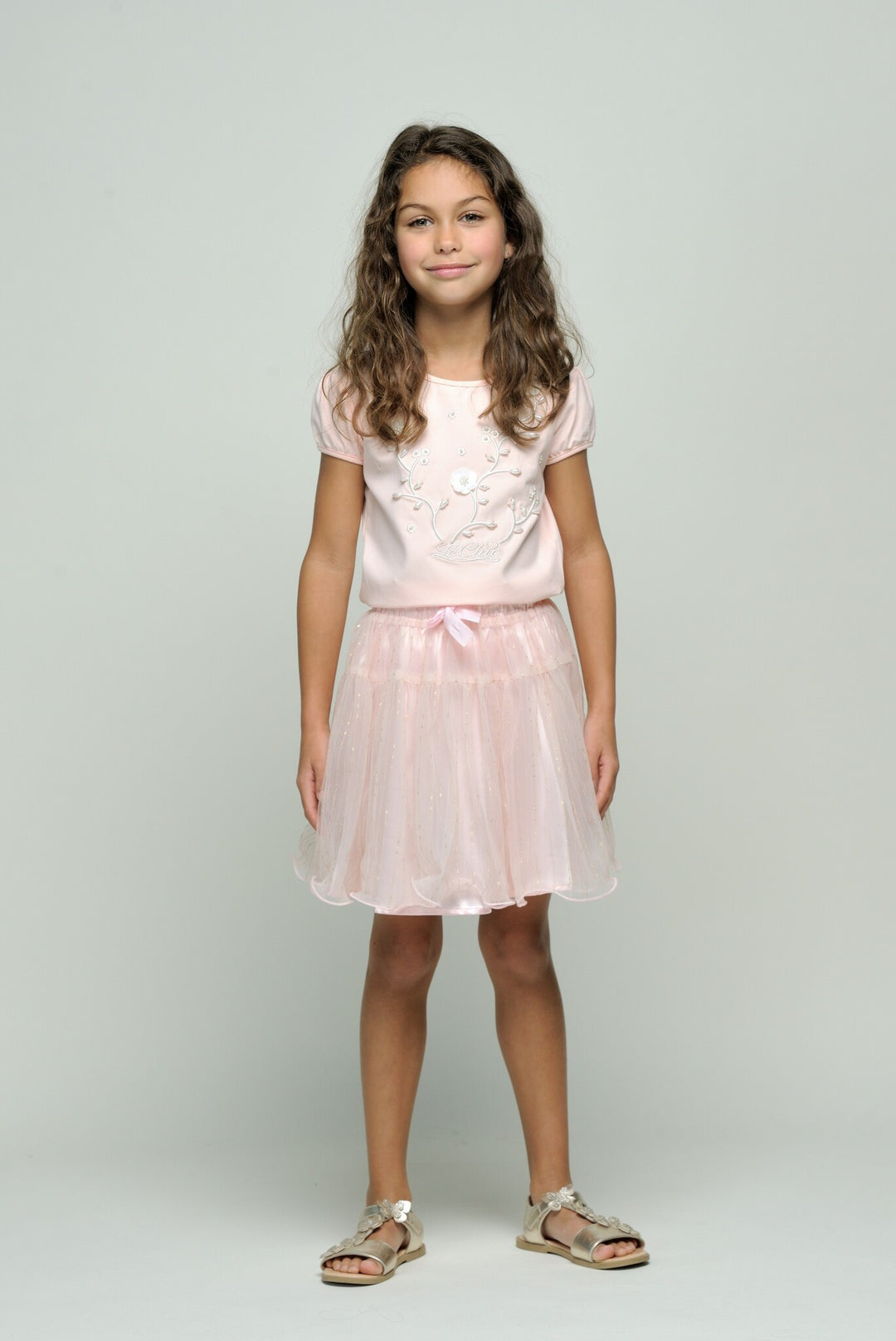 Kids rok TREACLE gold net skirt Pinky Promise