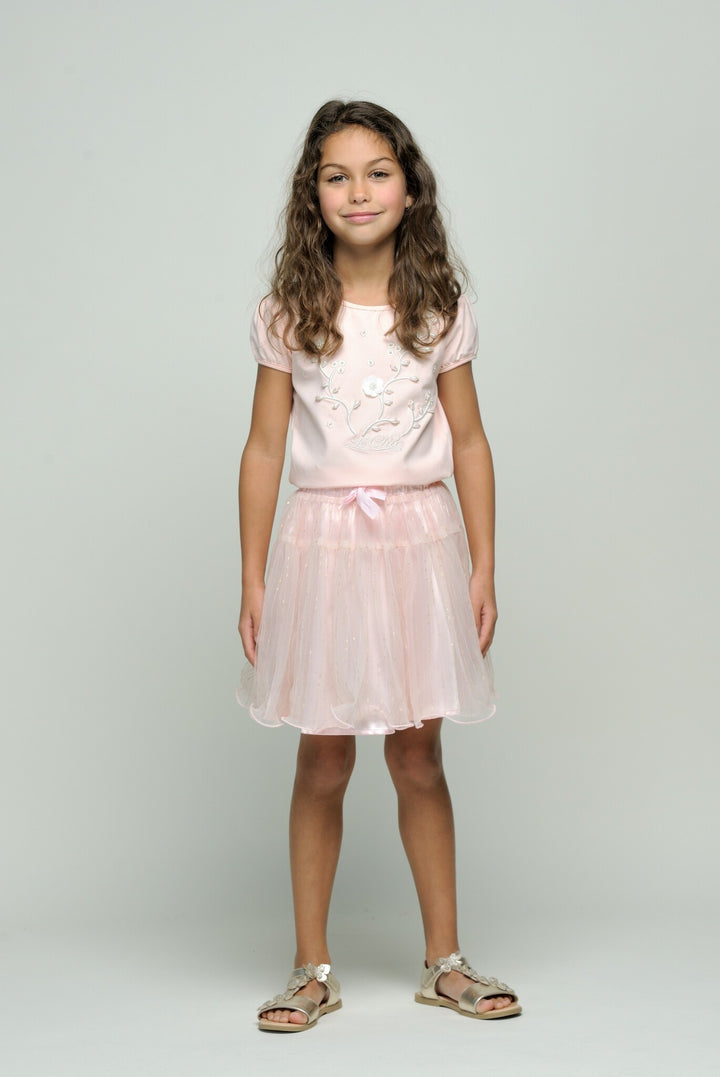 Kids rok TREACLE gold net skirt Pinky Promise