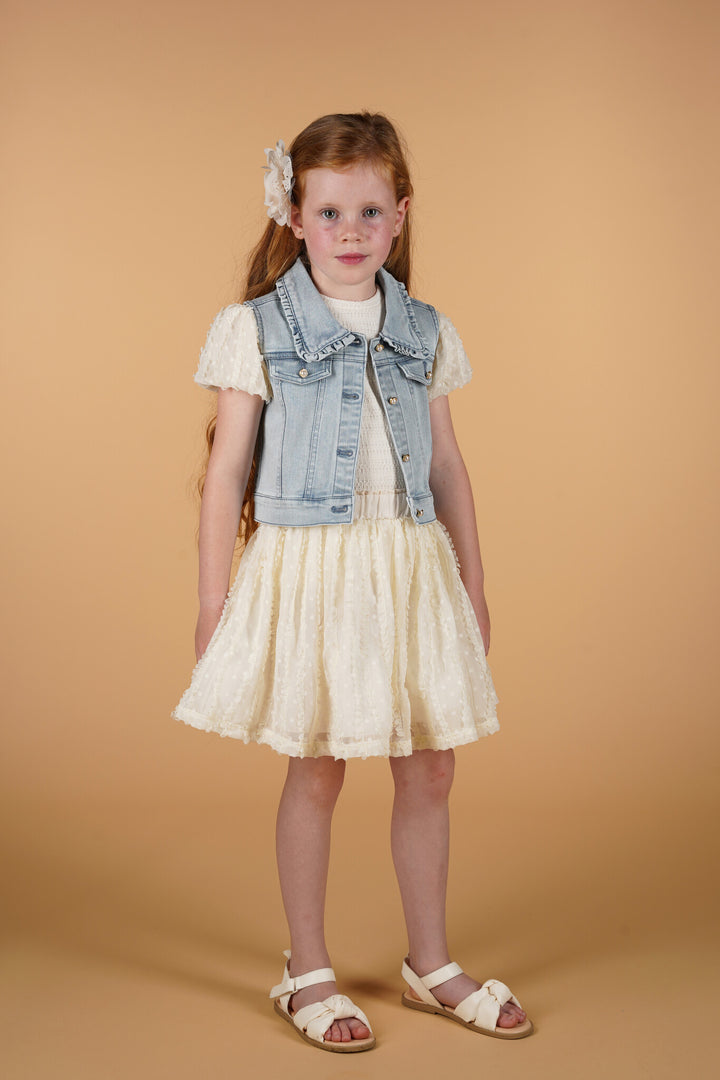 Kids rok TEDDIES dots & ruffles skirt Dreamy Creamy