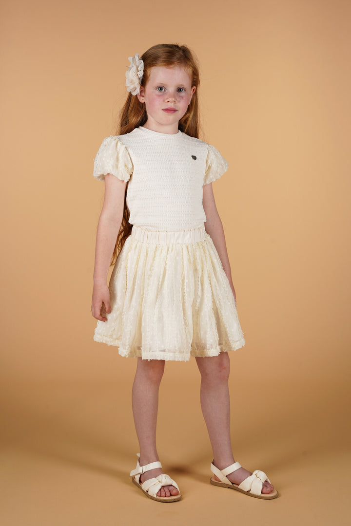 Kids rok TEDDIES dots & ruffles skirt Dreamy Creamy