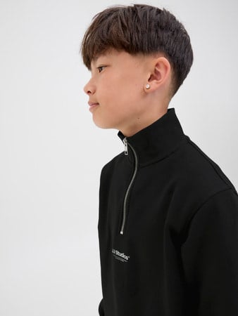 Kids trui SOHO SWEAT QUARTER ZIP Black Relaxed Fit