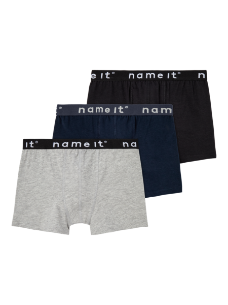 Kinderboxer BOXER 3P Schwarz mit Grau Mel. + Dunkel Saphir.