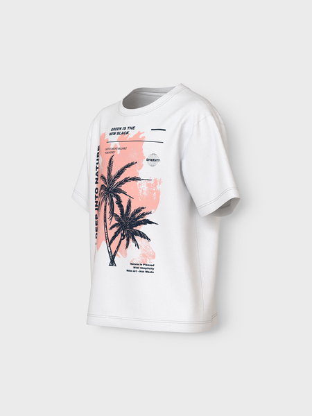 Kids T - shirt VAGNO Bright White Palms Loose Fit