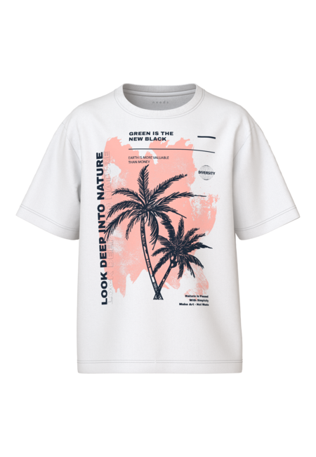 Kids T - shirt VAGNO Bright White Palms Loose Fit