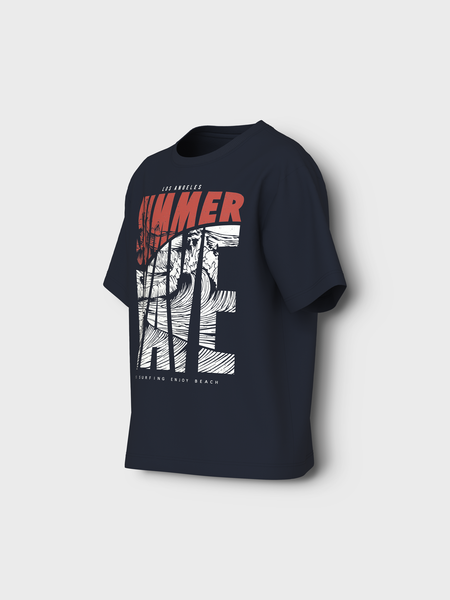 Kinder T-Shirt VAGNO Navy Blazer Summer Wave Loose Fit