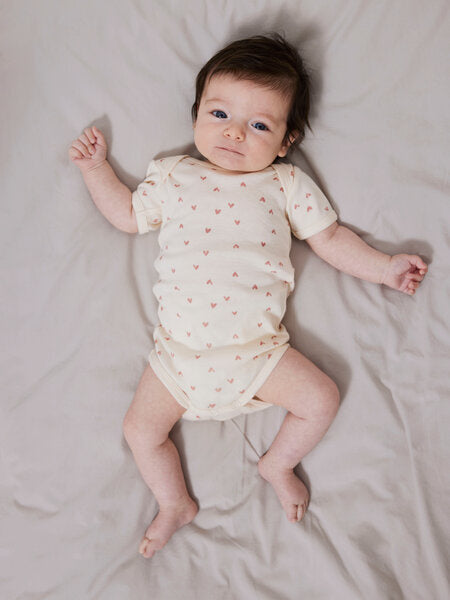 Baby romper BODY 2P SS BUTTERCREAM HEARTS Buttercream