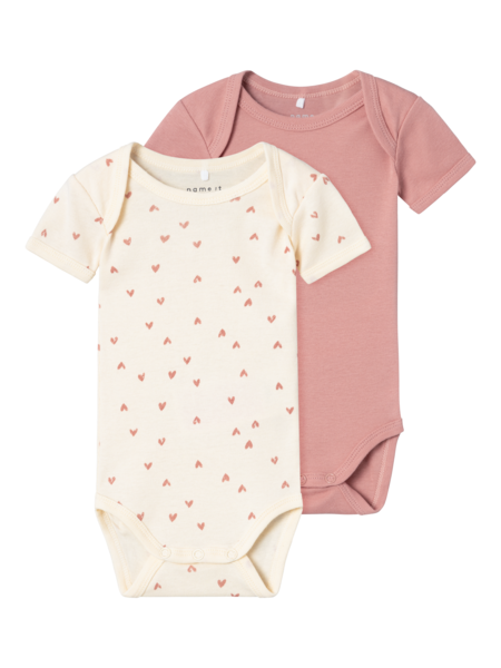 Baby romper BODY 2P SS BUTTERCREAM HEARTS Buttercream