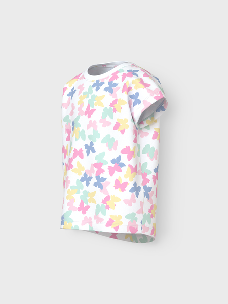 Mini T - shirt VIGGA Bright White Butterflies Regular Fit