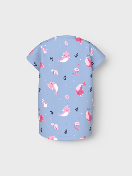 Mini T - shirt VIGGA Chambray Blue Whales Regular Fit