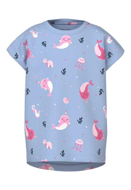 Mini T - shirt VIGGA Chambray Blue Whales Regular Fit