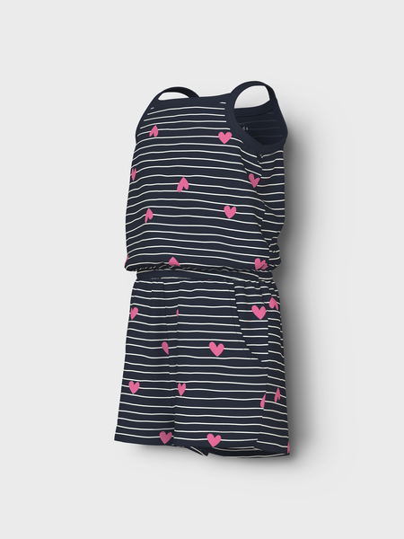 Mini jumpsuit VIGGA Dark Sapphire Hearts